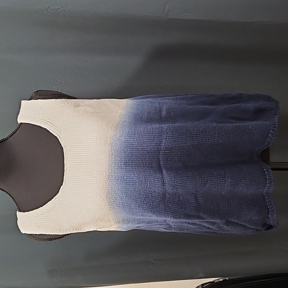 CAbi Blue and White Ombre Knit Tank Top